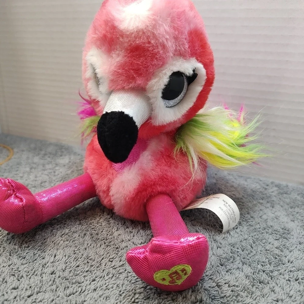 Pink Flamingo Chirping Plush‎ Toy Big Eyes Shiny Beak Feet